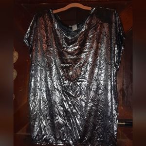 🍀3/15 Vintage Black & Silver Lightweight 80s Blouse